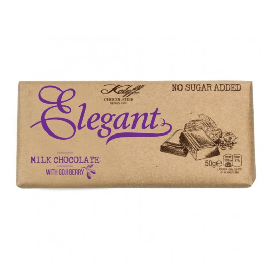 ШОКОЛАД Elegant "Koleff" 50г /млечен, с годжи бери - БЕЗ ЗАХАР/