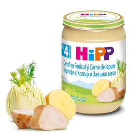 БИО ПЮРЕ  "Hipp " 190г /6173 картофи,копър,заешко/
