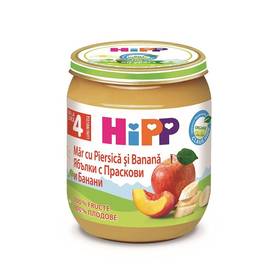 БИО ПЮРЕ  "Hipp " 125г /4283 ябълка, банан и праскови/
