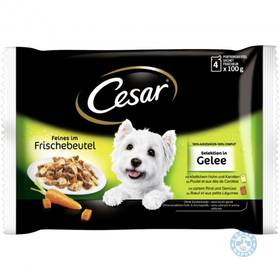 ХРАНА за кучета "Cesar" 4 х 100г /gelee - месни ястия/
