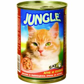 ХРАНА за котки "Jungle" 410г /консерва агне и пуйка/