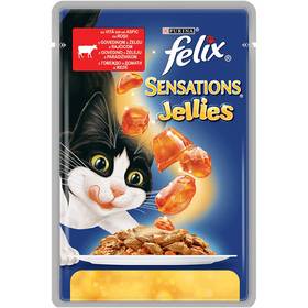 ХРАНА за котки "Felix" Sensations Jellie100г/говеждо с домат/