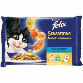 ХРАНА за котки "Felix" Sensations Jellie 4 х 100г /риба/